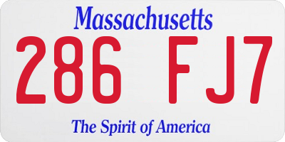 MA license plate 286FJ7