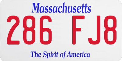 MA license plate 286FJ8