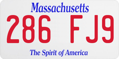MA license plate 286FJ9