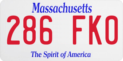 MA license plate 286FK0