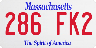 MA license plate 286FK2