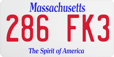 MA license plate 286FK3