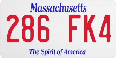 MA license plate 286FK4
