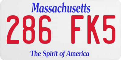MA license plate 286FK5