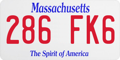 MA license plate 286FK6