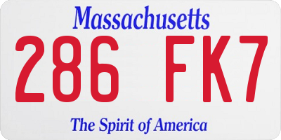 MA license plate 286FK7