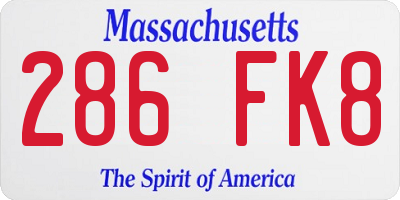 MA license plate 286FK8