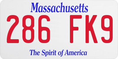 MA license plate 286FK9