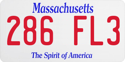 MA license plate 286FL3