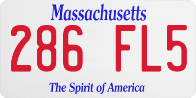 MA license plate 286FL5