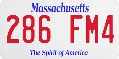 MA license plate 286FM4