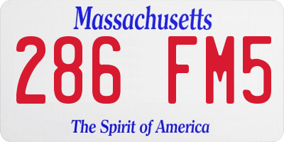 MA license plate 286FM5