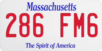 MA license plate 286FM6
