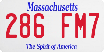 MA license plate 286FM7