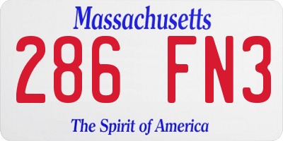MA license plate 286FN3