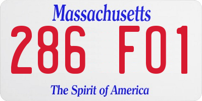 MA license plate 286FO1