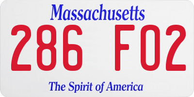 MA license plate 286FO2