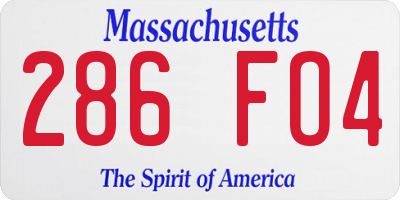 MA license plate 286FO4