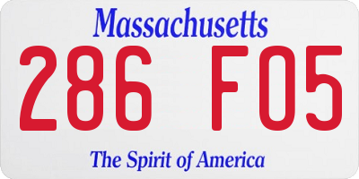 MA license plate 286FO5