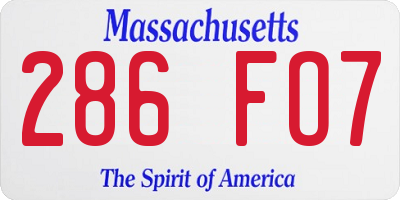 MA license plate 286FO7