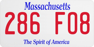 MA license plate 286FO8