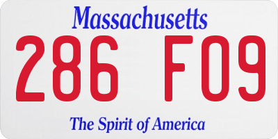 MA license plate 286FO9