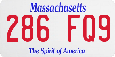 MA license plate 286FQ9
