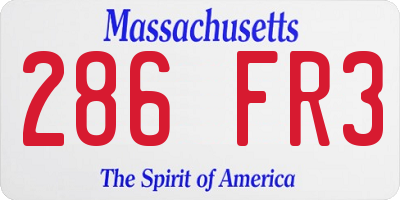 MA license plate 286FR3