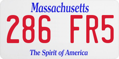 MA license plate 286FR5
