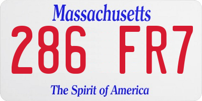 MA license plate 286FR7