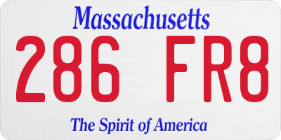 MA license plate 286FR8