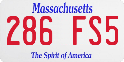 MA license plate 286FS5