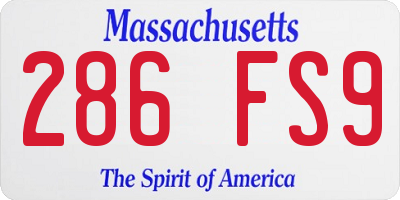 MA license plate 286FS9