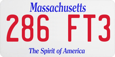 MA license plate 286FT3