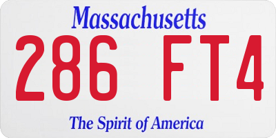 MA license plate 286FT4