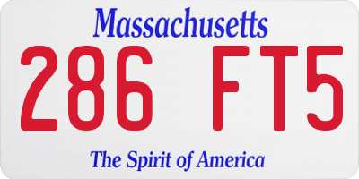 MA license plate 286FT5