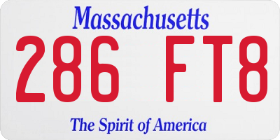 MA license plate 286FT8