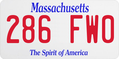 MA license plate 286FW0