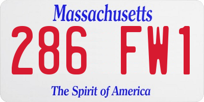 MA license plate 286FW1