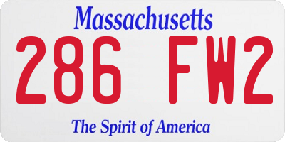 MA license plate 286FW2