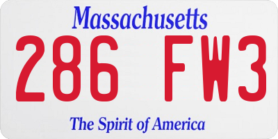MA license plate 286FW3