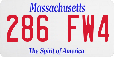 MA license plate 286FW4