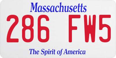 MA license plate 286FW5