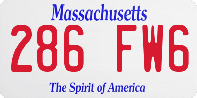 MA license plate 286FW6