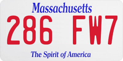 MA license plate 286FW7