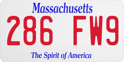 MA license plate 286FW9