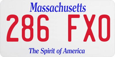 MA license plate 286FX0
