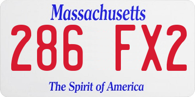 MA license plate 286FX2