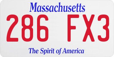 MA license plate 286FX3