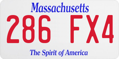 MA license plate 286FX4